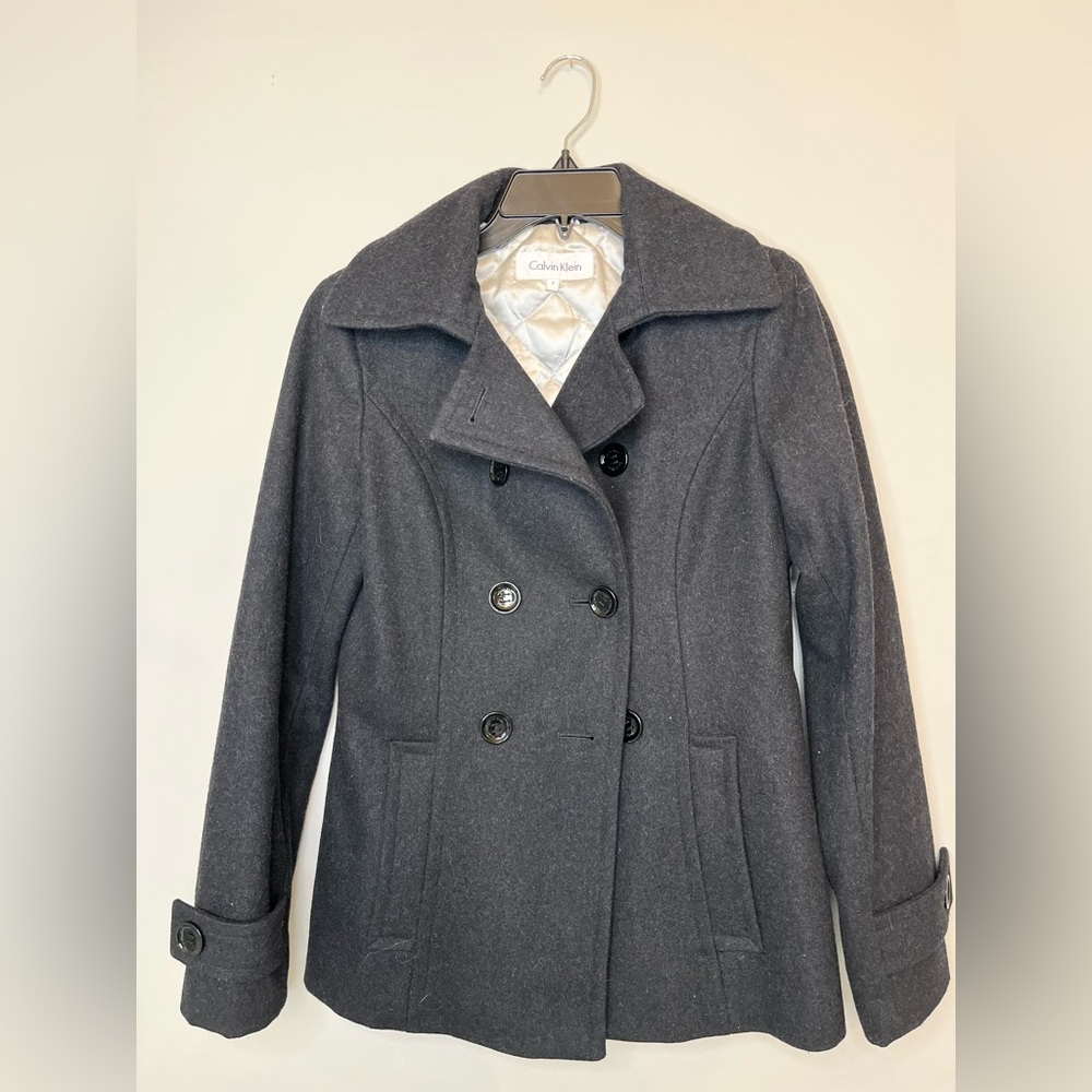 Calvin Klein Black Peacoat | Calvin Klein size 2 Coat | Classic Black Peacoat